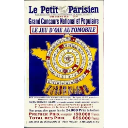 Affiche Petit Parisien Jeu d'Oie Automobile Concours – Document presse vintage | Fac-similé de document ancien