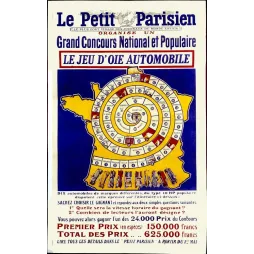 Affiche Petit Parisien Jeu d'Oie Automobile Concours – Document presse vintage | Fac-similé de document ancien