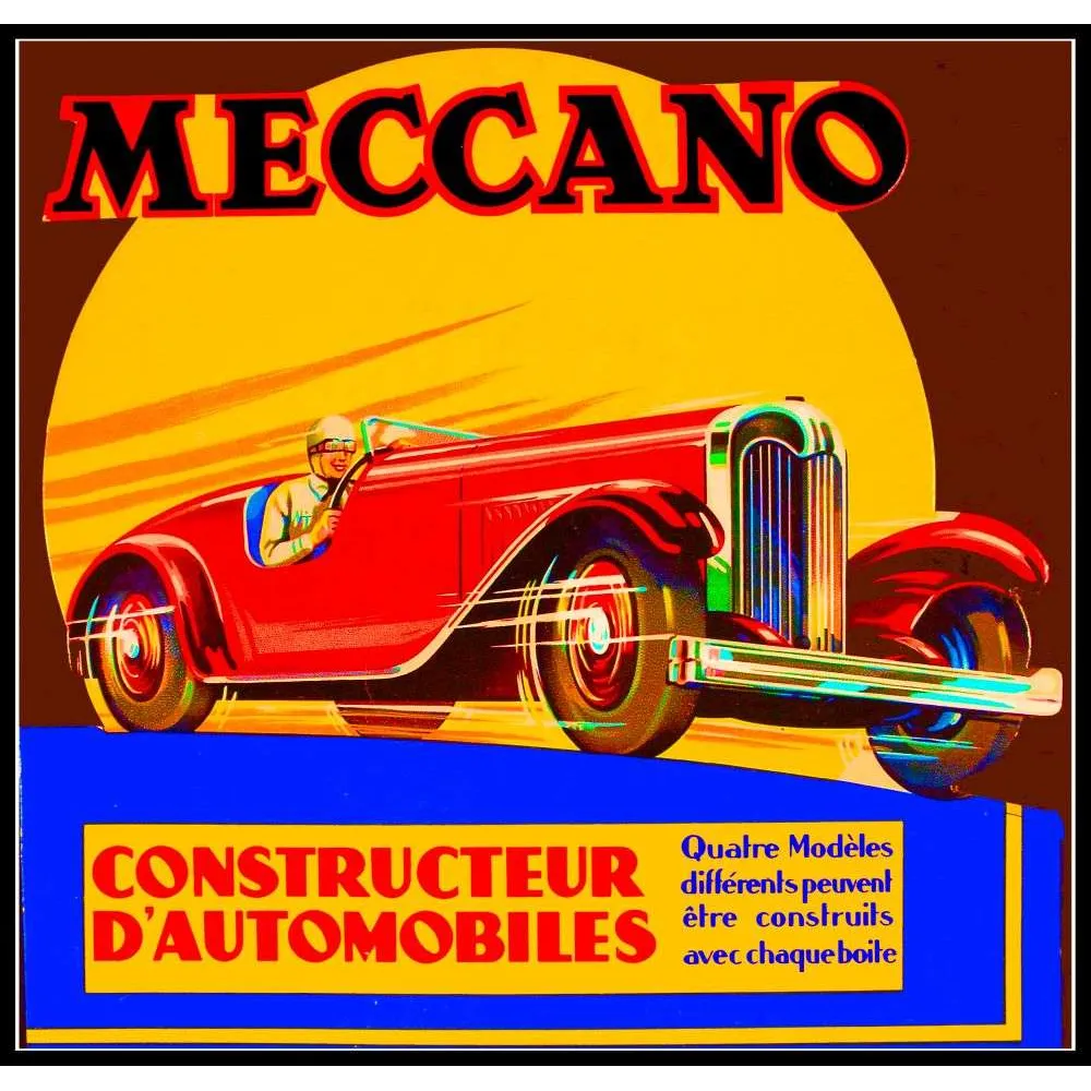 Affiche Meccano Constructeur Automobiles – Jeu vintage années 1930 | Publicité vintage Affiche Meccano Constructeur Automobiles – Jeu vintage années 1930 | Publicité vintage