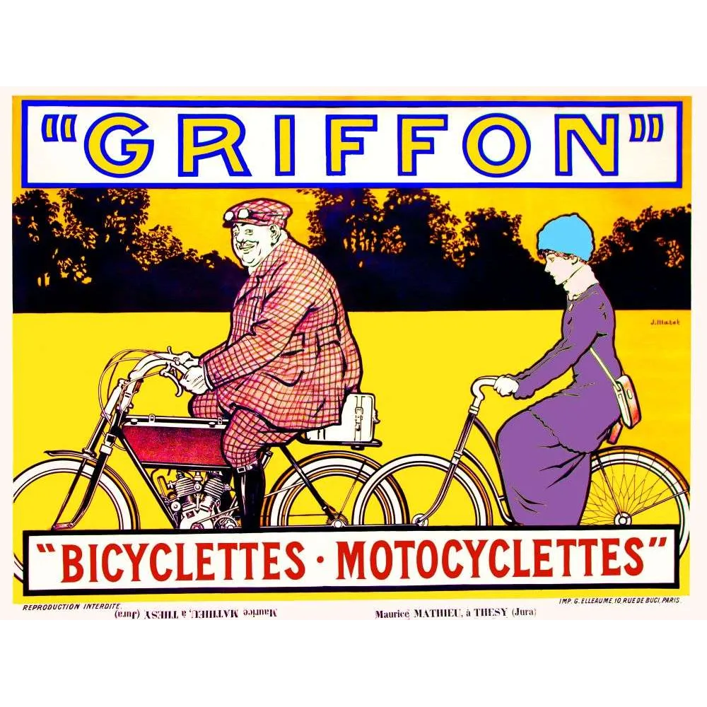 Affiche Griffon Bicyclettes Motocyclettes – Publicité vintage Jura | Publicité vintage Affiche Griffon Bicyclettes Motocyclettes – Publicité vintage Jura | Publicité vintage