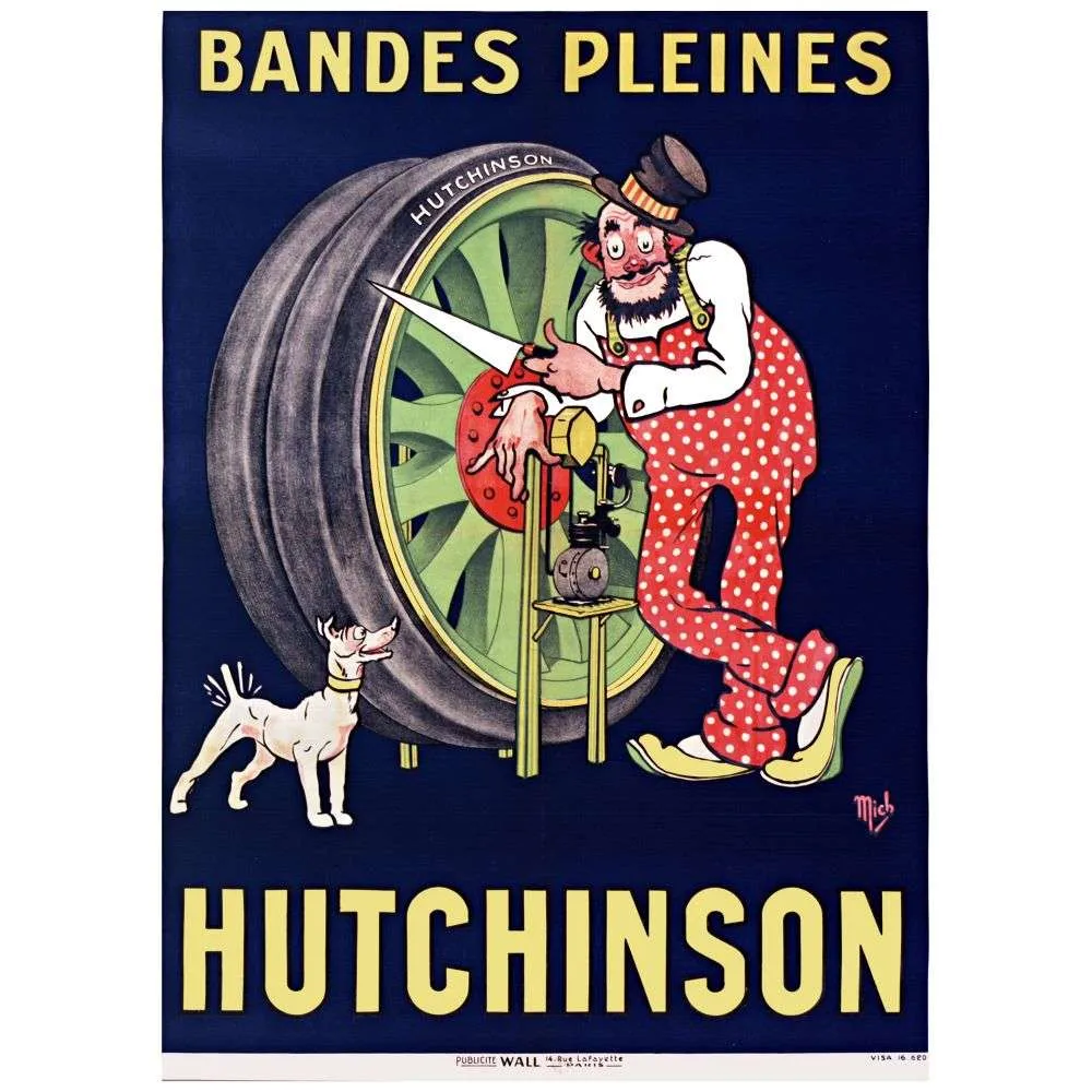 Affiche Hutchinson Bandes Pleines Mich – Pneumatique vintage | Publicité vintage Affiche Hutchinson Bandes Pleines Mich – Pneumatique vintage | Publicité vintage