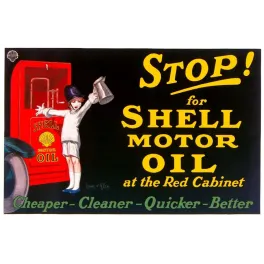 Affiche Shell Motor Oil Red Cabinet – Publicité huile vintage années 1920 | Publicité vintage