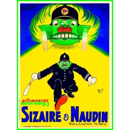 Affiche Sizaire Naudin Automobiles Mich – Publicité humoristique vintage | Publicité vintage