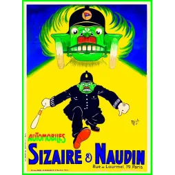 Affiche Sizaire Naudin Automobiles Mich – Publicité humoristique vintage | Publicité vintage