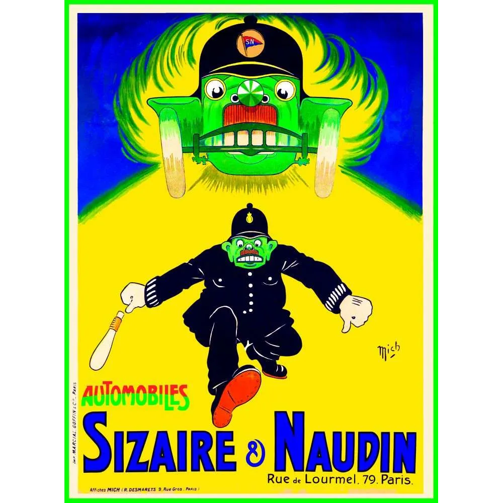 Affiche Sizaire Naudin Automobiles Mich – Publicité humoristique vintage | Publicité vintage Affiche Sizaire Naudin Automobiles Mich – Publicité humoristique vintage | Publicité vintage
