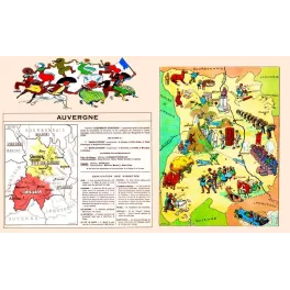 Carte Illustrée Auvergne Clermont-Ferrand Cantal – Document régional vintage | Cartographie ancienne