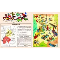 Carte Illustrée Auvergne Clermont-Ferrand Cantal – Document régional vintage | Cartographie ancienne