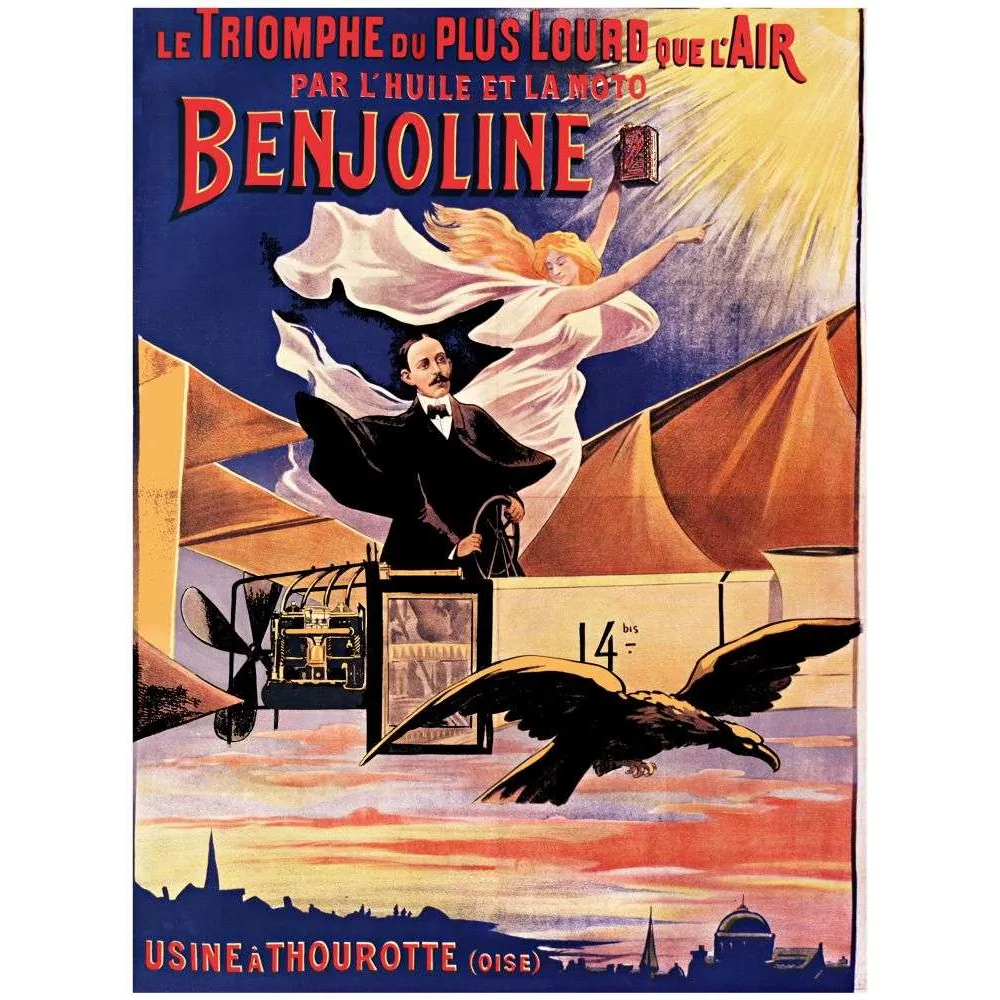 Affiche Benjoline Huile Moteur Aviation – Publicité pionniers vol vintage | Publicité vintage Affiche Benjoline Huile Moteur Aviation – Publicité pionniers vol vintage | Publicité vintage