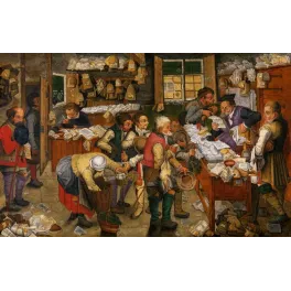 Bureau du Percepteur Peinture Flamande – Scène genre Bruegel | Fac-similé de document ancien