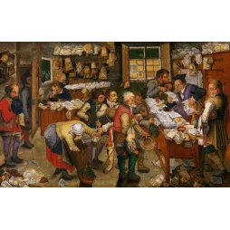 Bureau du Percepteur Peinture Flamande – Scène genre Bruegel | Fac-similé de document ancien