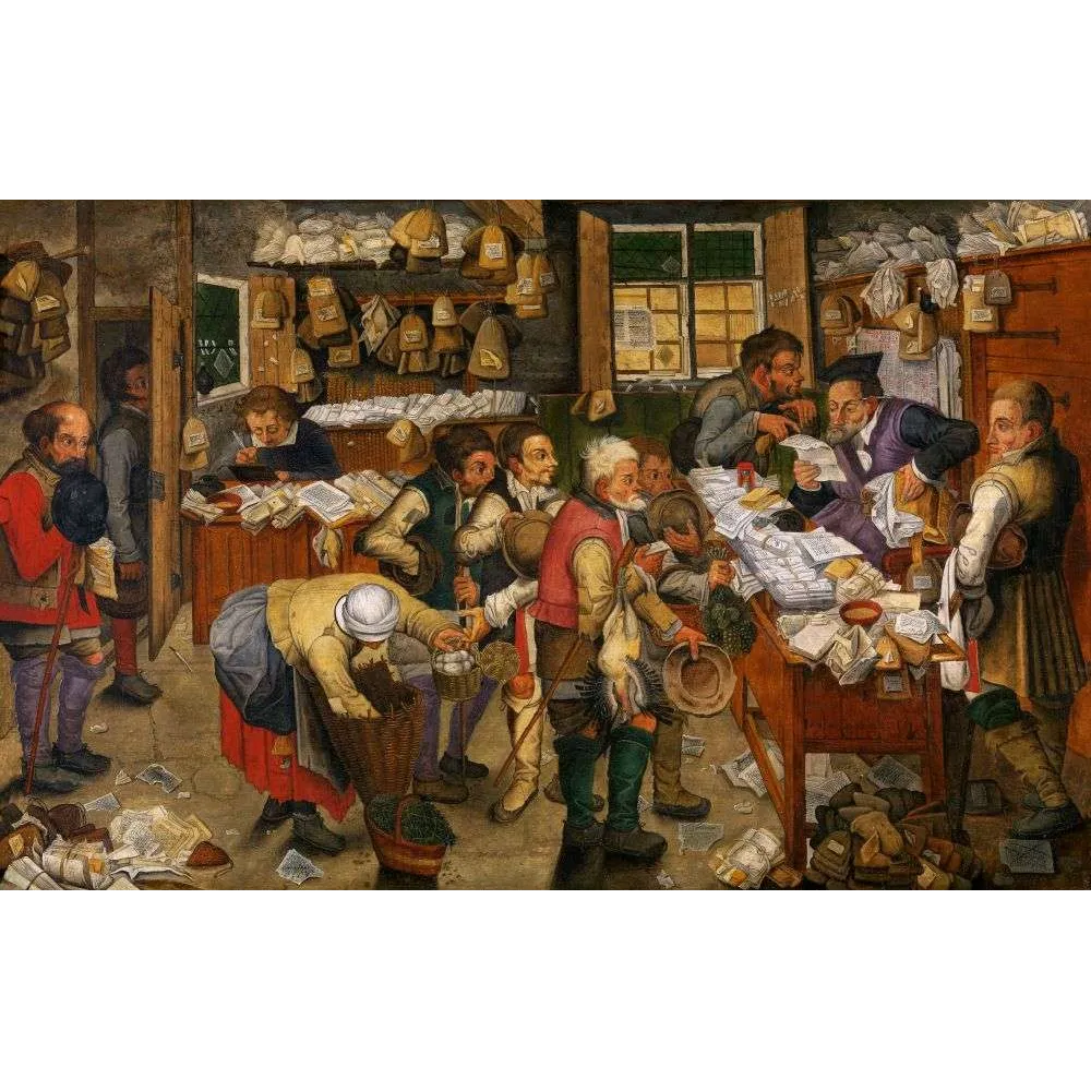 Bureau du Percepteur Peinture Flamande – Scène genre Bruegel | Fac-similé de document ancien Bureau du Percepteur Peinture Flamande – Scène genre Bruegel | Fac-similé de document ancien