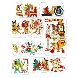 Planche Codex Mésoaméricain Figures Mythologiques – Fac-similé de document ancien