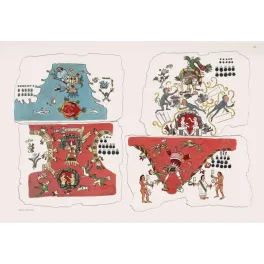 Planche Codex Mésoaméricain Quatre Scènes Cosmologiques – Fac-similé de document ancien