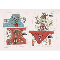 Planche Codex Mésoaméricain Quatre Scènes Cosmologiques – Fac-similé de document ancien