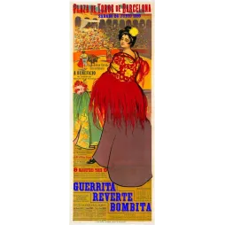 Affiche Corrida Plaza de Toros Barcelona 1899 Guerrita Bombita – Publicité vintage