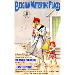 Affiche Belgian Watering Places Ostende Blankenberghe – Publicité vintage