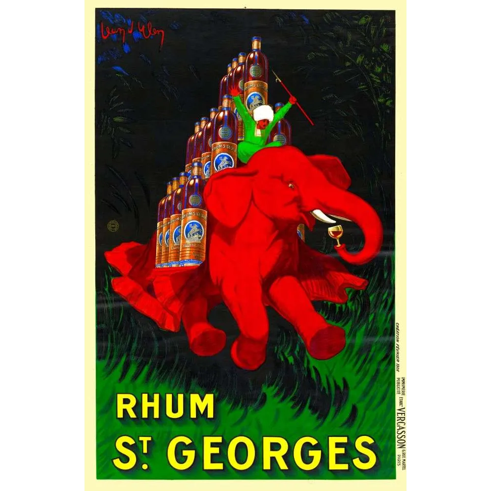 Affiche Rhum Saint-Georges Éléphant Léon d'Ylen 1930 – Publicité vintage Affiche Rhum Saint-Georges Éléphant Léon d'Ylen 1930 – Publicité vintage