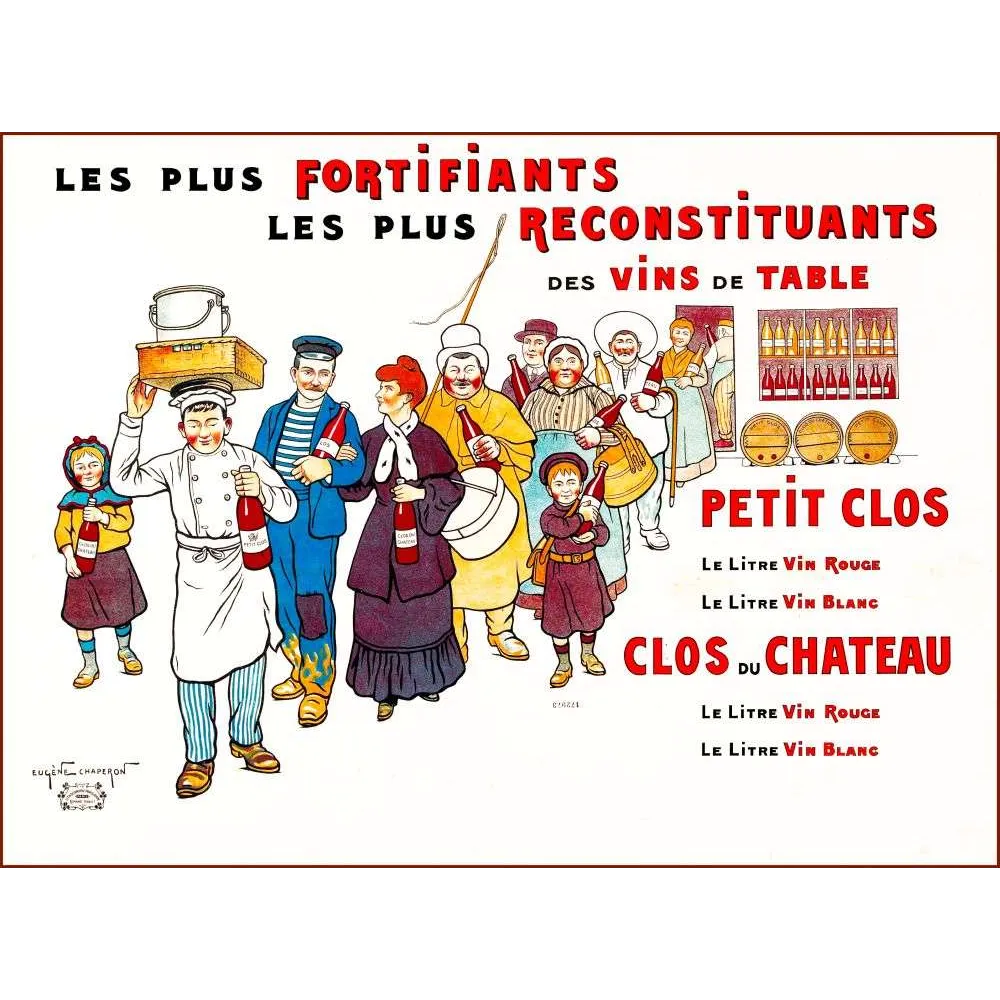 Affiche Vins Petit Clos Clos du Château Chaperon – Publicité vintage Affiche Vins Petit Clos Clos du Château Chaperon – Publicité vintage