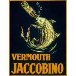 Affiche Vermouth Jaccobino Carpe Bouteille – Publicité vintage