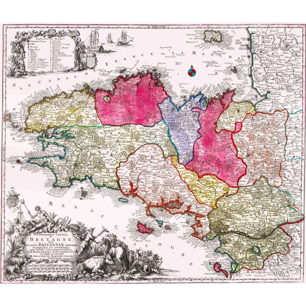 Carte Bretagne Gouvernement Général Seutter XVIIIe – Cartographie ancienne Carte Bretagne Gouvernement Général Seutter XVIIIe – Cartographie ancienne
