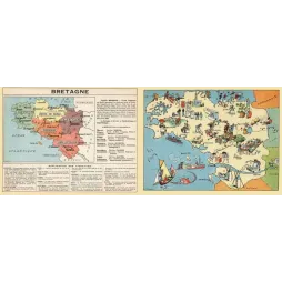 Carte Illustrée Bretagne Rennes Quimper Vannes – Cartographie ancienne
