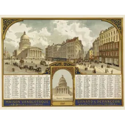 Calendrier 1897 Panthéon Paris Maison Vanblotaque – Fac-similé de document ancien