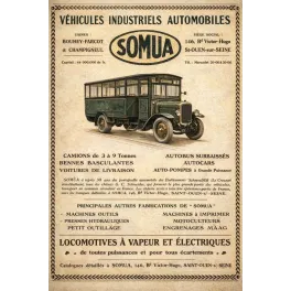 Affiche SOMUA Véhicules Industriels Autobus Saint-Ouen – Publicité vintage
