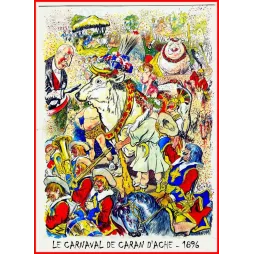 Illustration Carnaval Caran d'Ache 1896 Bœuf Gras – Fac-similé de document ancien