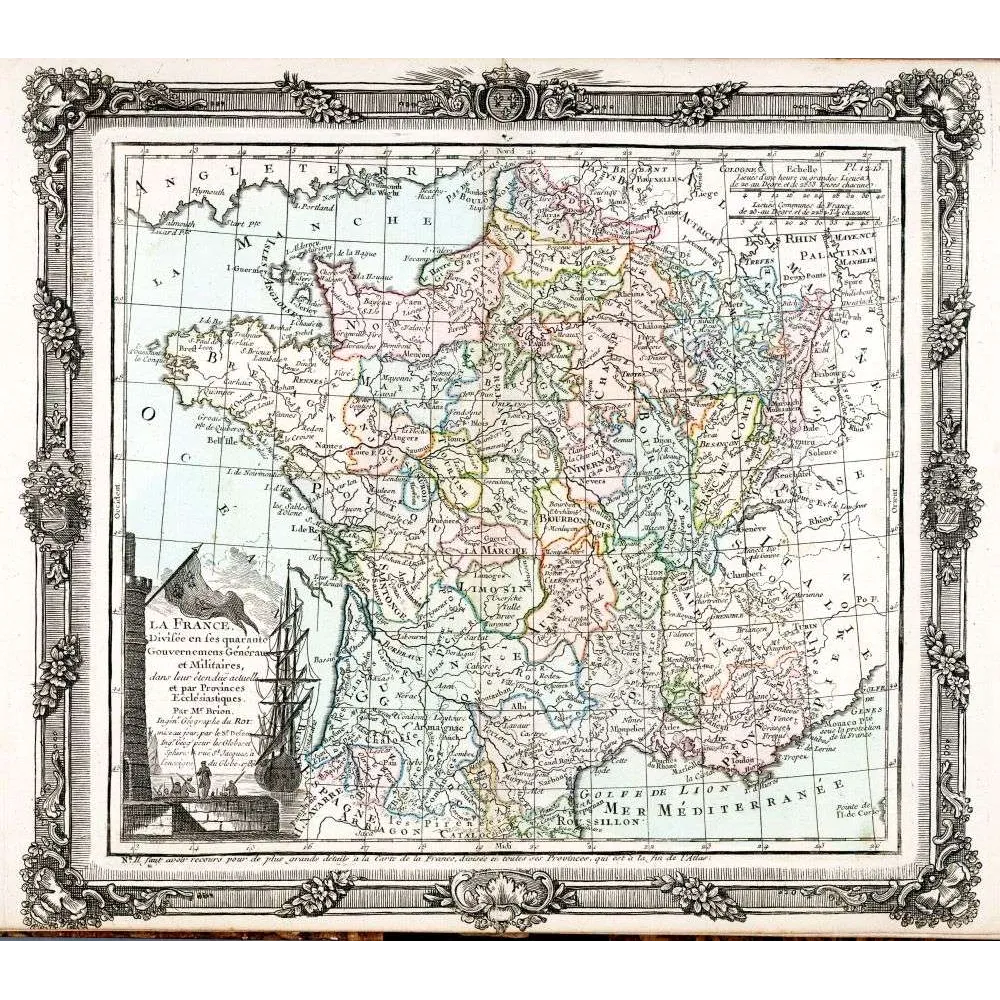 Carte France Gouvernements Généraux Brion XVIIIe – Cartographie ancienne Carte France Gouvernements Généraux Brion XVIIIe – Cartographie ancienne