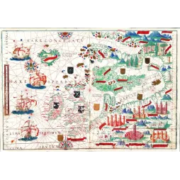 Carte Portulane Europe Nord Enluminée XVIe Siècle – Cartographie ancienne