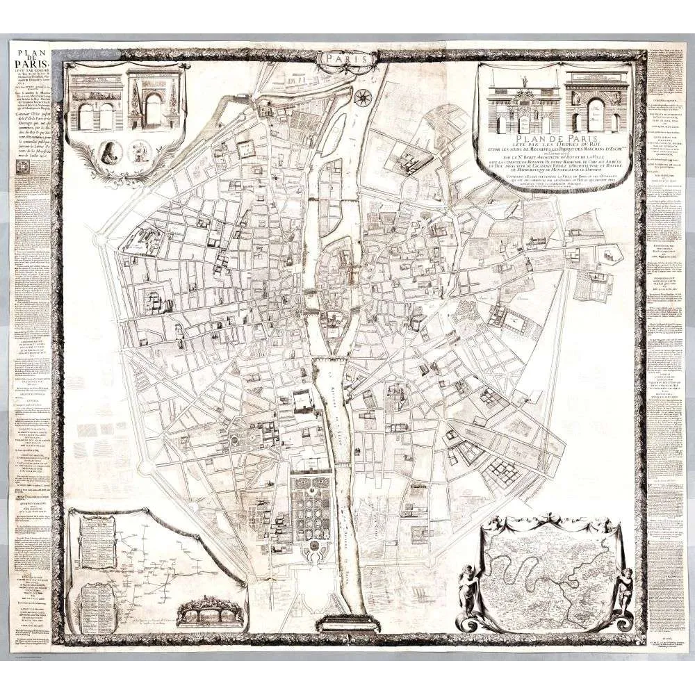 Plan de Paris Royal Bullet Architecte du Roi XVIIe – Cartographie ancienne Plan de Paris Royal Bullet Architecte du Roi XVIIe – Cartographie ancienne