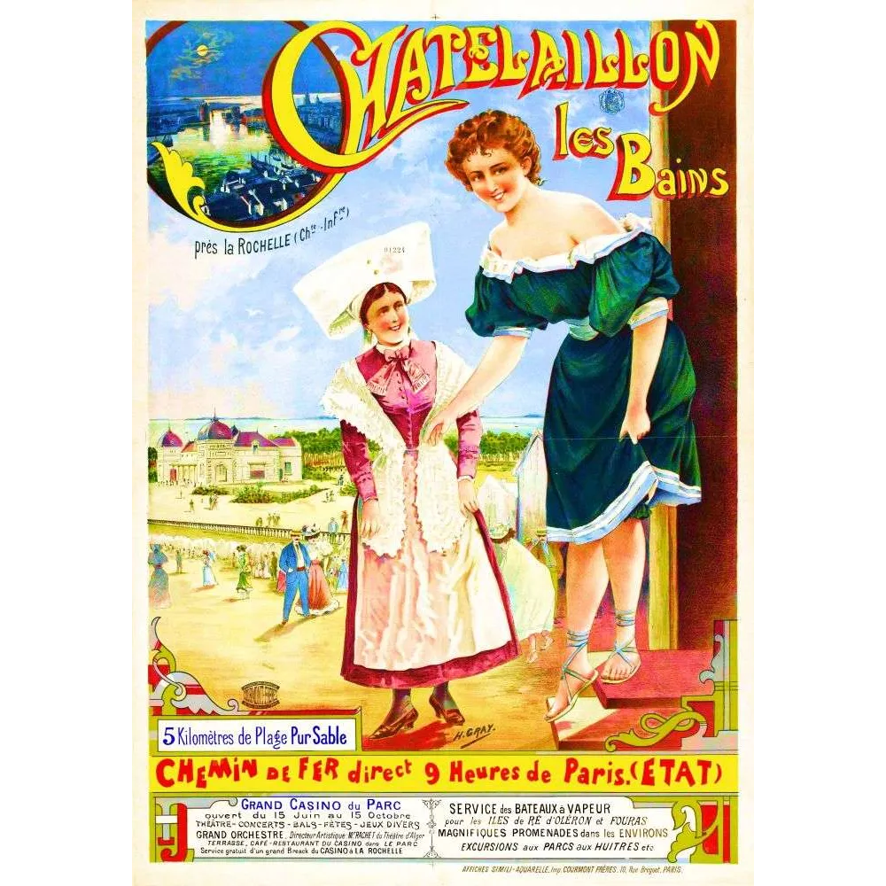 Affiche Chatelaillon les Bains illustré par H. Gray – Publicité vintage Affiche Chatelaillon les Bains illustré par H. Gray – Publicité vintage