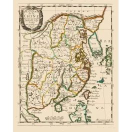 Fac-similé de carte ancienne Royaume de Chine Sanson d'Abbeville 1652 – Cartographie ancienne