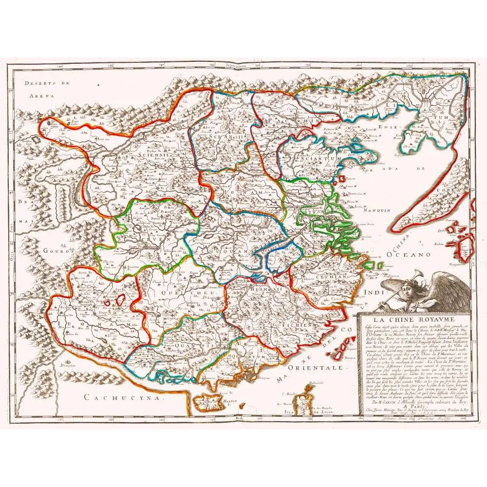 Grande Carte Chine Royaume Sanson Paris XVIIe siècle – Cartographie ancienne Grande Carte Chine Royaume Sanson Paris XVIIe siècle – Cartographie ancienne