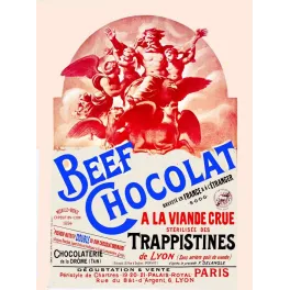 Affiche Beef Chocolat Viande Crue Trappistines Lyon 1894 – Publicité vintage