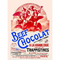 Affiche Beef Chocolat Viande Crue Trappistines Lyon 1894 – Publicité vintage
