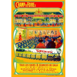 Affiche Théâtre Électrique Grenier Cinématographe Champ de Foire – Publicité vintage