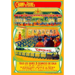Affiche Théâtre Électrique Grenier Cinématographe Champ de Foire – Publicité vintage