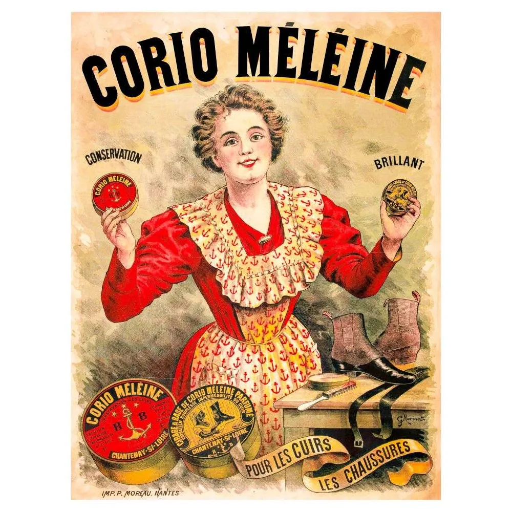 Affiche Corio Méléine Graisse Cuirs Chaussures Chantenay Loire – Publicité vintage