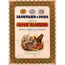 Affiche Jacquand Sons Japan Blacking Cirage Lyon Ours Humoristique – Publicité vintage