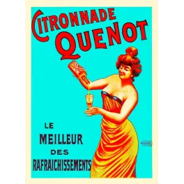Affiche Citronnade Quenot Meilleur Rafraîchissement Femme Turquoise – Publicité vintage