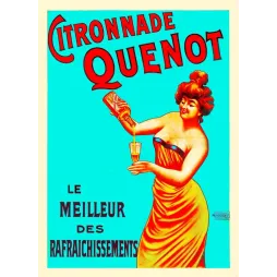 Affiche Citronnade Quenot Meilleur Rafraîchissement Femme Turquoise – Publicité vintage
