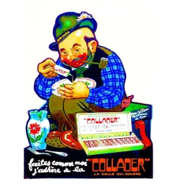 Affiche Collader Colle Qui Adhère Jean Coltou Humoristique – Publicité vintage