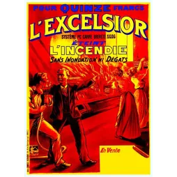 Affiche Extincteur L'Excelsior Incendie Paris 15 Francs Carré SGDG – Publicité vintage