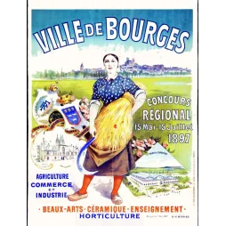 Affiche Ville de Bourges Concours Régional Agriculture 1897 Berry – Publicité vintage
