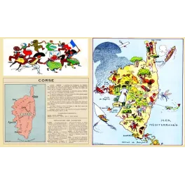 Document Illustré Corse Carte Touristique Historique Pinchon XXe siècle – Fac-similé de document ancien