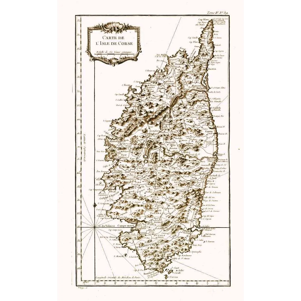 Carte Gravée Isle de Corse XVIIIe Siècle Méridien de Paris – Cartographie ancienne Carte Gravée Isle de Corse XVIIIe Siècle Méridien de Paris – Cartographie ancienne