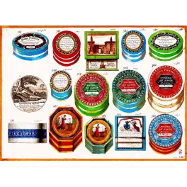 Planche Catalogue Boîtes Parfumerie Pigeau Poudre Paris XIXe – Fac-similé de document ancien