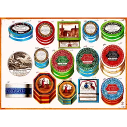 Planche Catalogue Boîtes Parfumerie Pigeau Poudre Paris XIXe – Fac-similé de document ancien