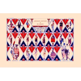 Planche La Vie Parisienne Costumes Mi-Carême Vallée Carnaval Paris – Fac-similé de document ancien